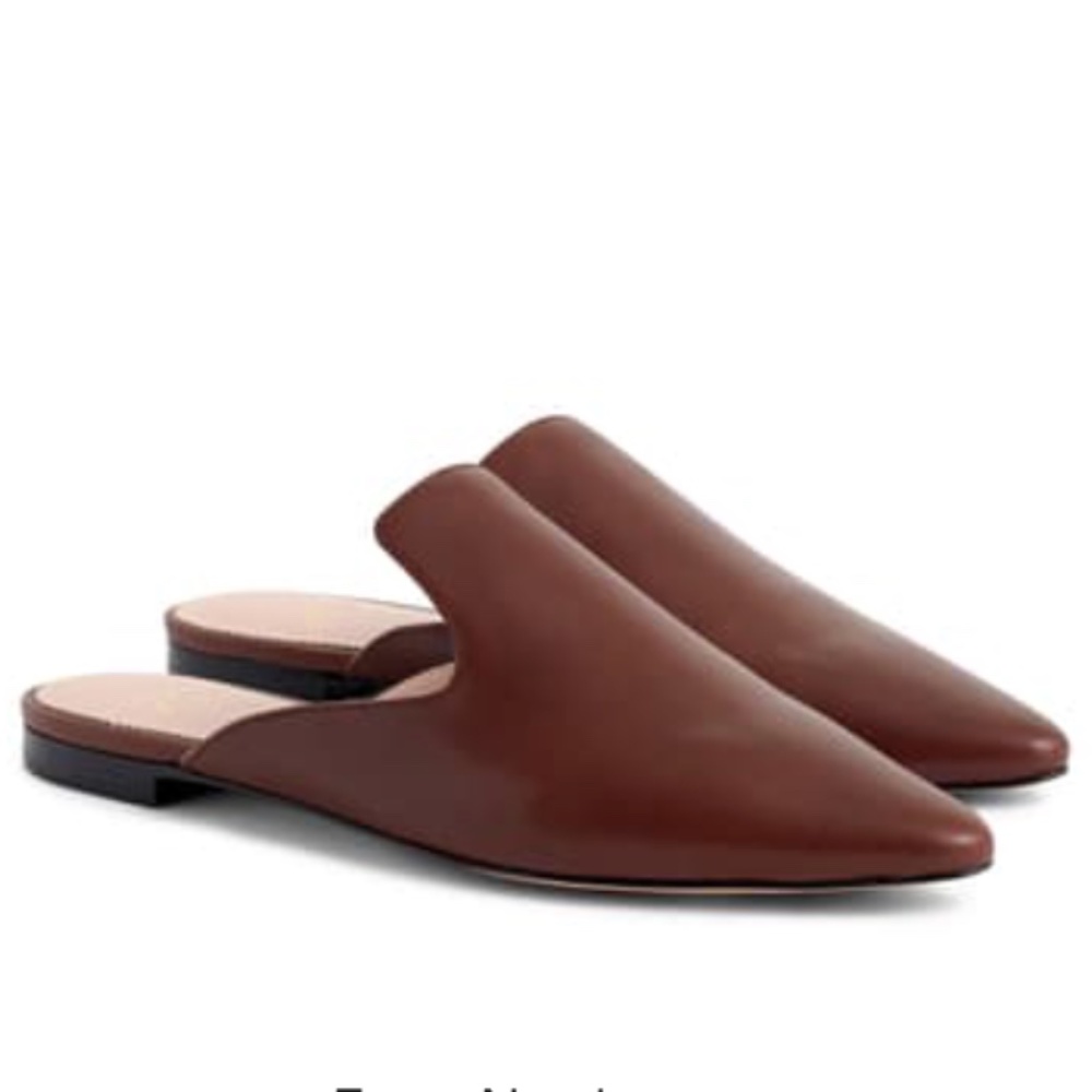 J Crew Pointed Toe Leather Mules